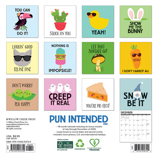 Pun Intended 2026 Mini Wall Calendar
