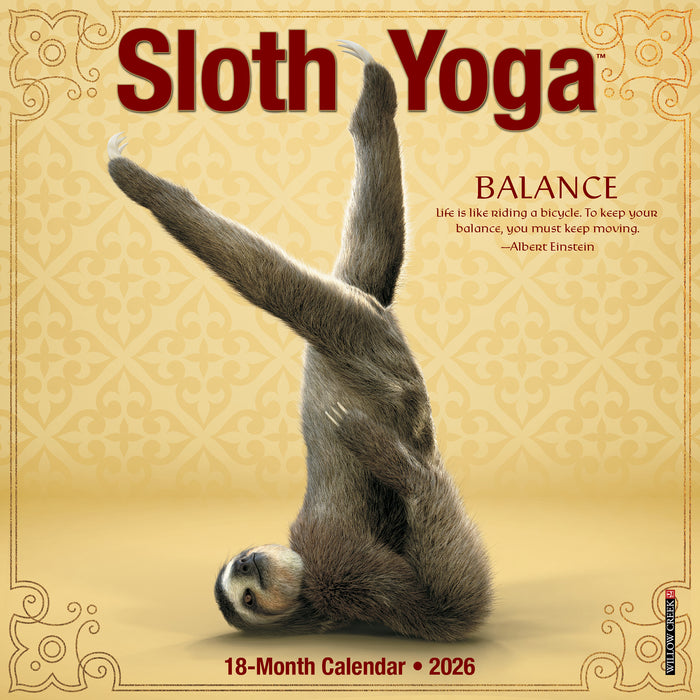 Sloth Yoga 2026 Mini Wall Calendar