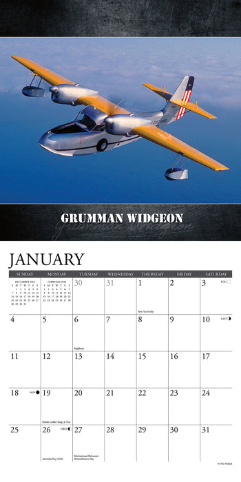 WWII Military Aircraft 2026 Mini Wall Calendar