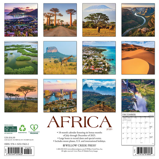 Africa 2026 Square Wall Calendar