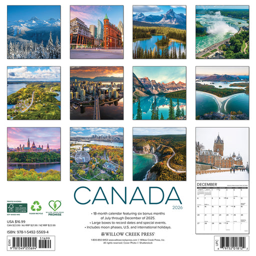 Canada 2026 Square Wall Calendar