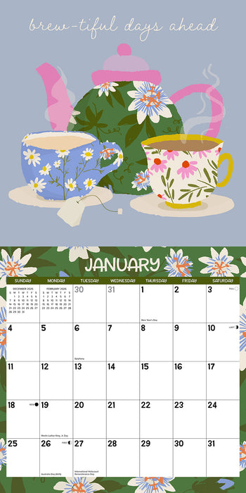 For the Love of Tea 2026 Square Wall Calendar