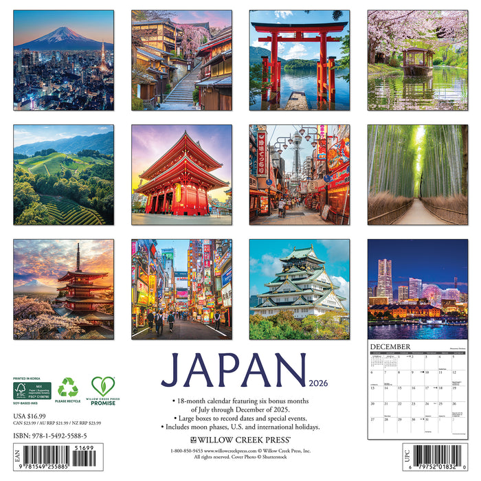 Japan 2026 Square Wall Calendar