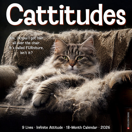 Cattitudes 2026 Square Wall Calendar
