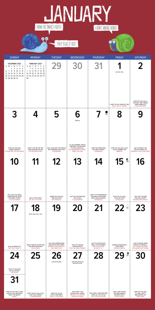 Bad Dad Jokes 2027 Square Wall Calendar