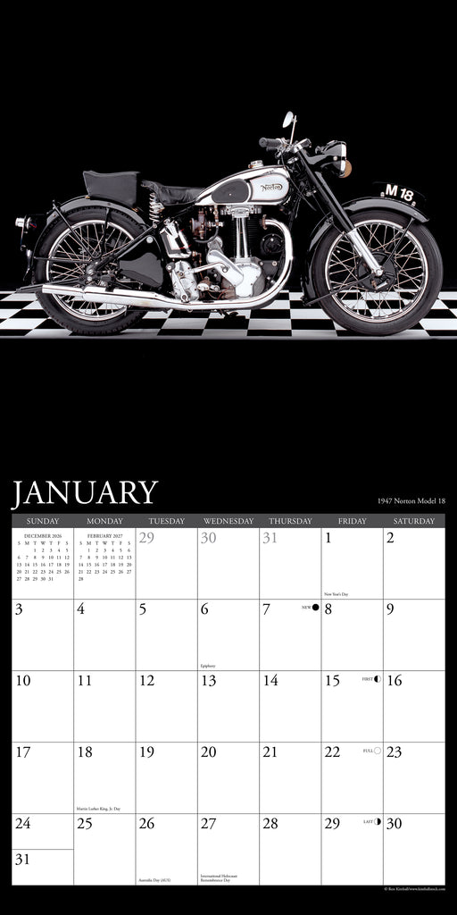 Classic Motorcycles 2027 Square Wall Calendar
