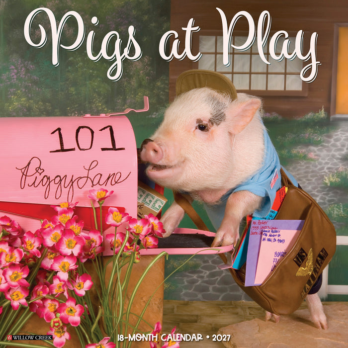 Pigs at Play 2027 Square Wall Calendar