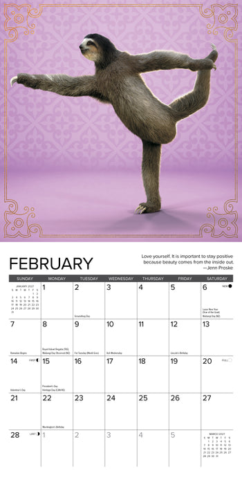 Sloth Yoga 2027 Mini Wall Calendar
