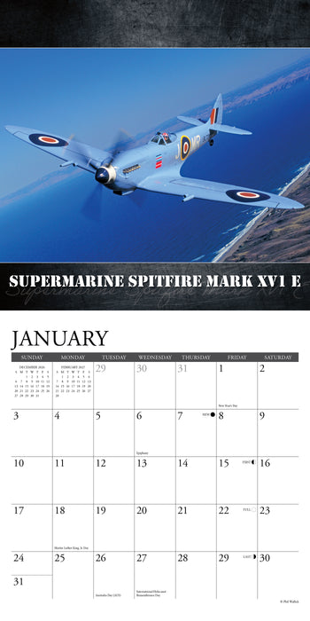 WWII Military Aircraft 2027 Mini Wall Calendar