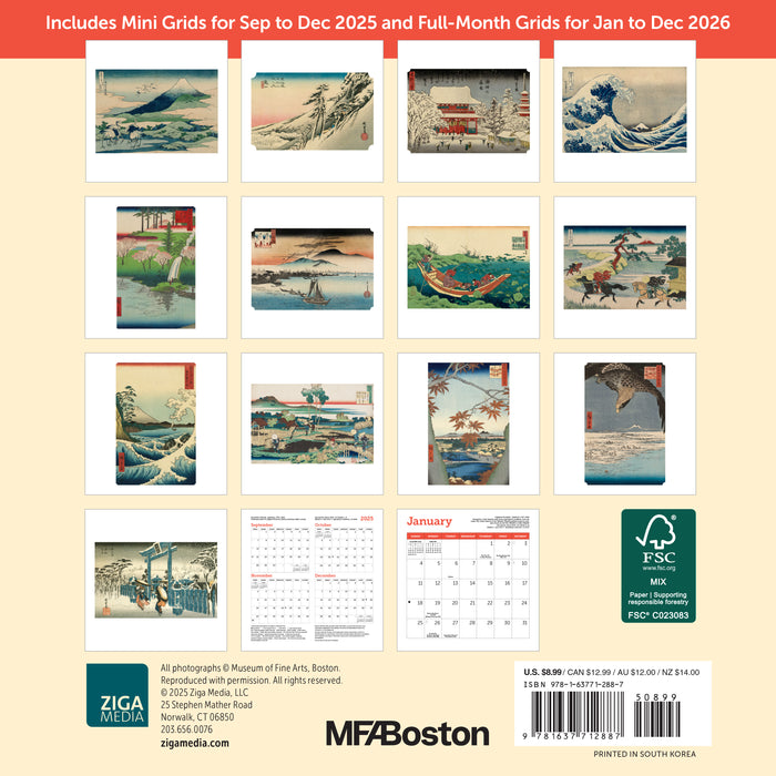 Japanese Woodblocks Museum of Fine Arts, Boston 2026 Mini Wall Calendar