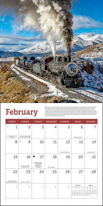 Steam Trains 2026 Mini Wall Calendar