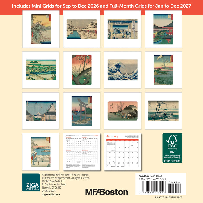 Japanese Woodblocks MFA 2027 Mini Wall Calendar