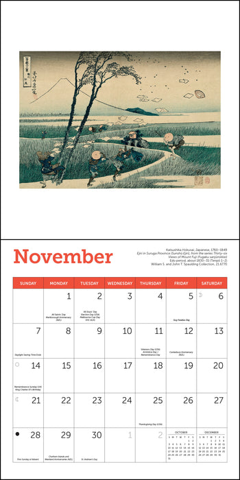 Japanese Woodblocks MFA 2027 Mini Wall Calendar