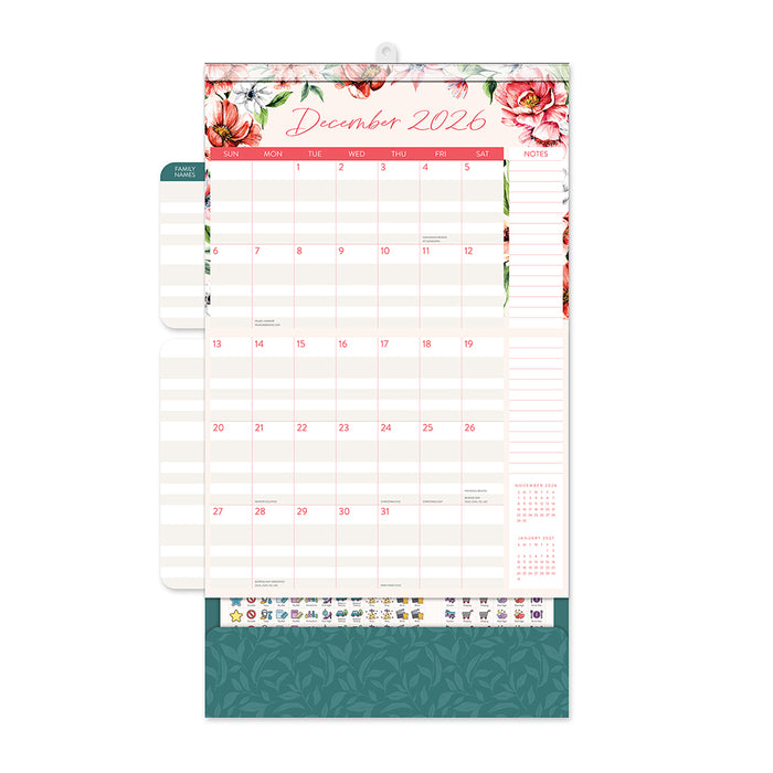 Bella Flora Do It All 2026 Large Wall Calendar with Pocket