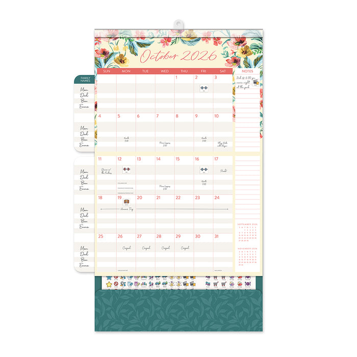 Bella Flora Do It All 2026 Large Wall Calendar with Pocket