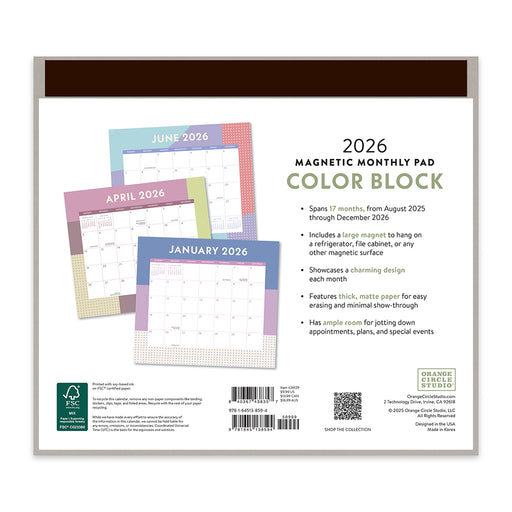 Color Block Pad Special Edition 2026 Magnetic Calendar