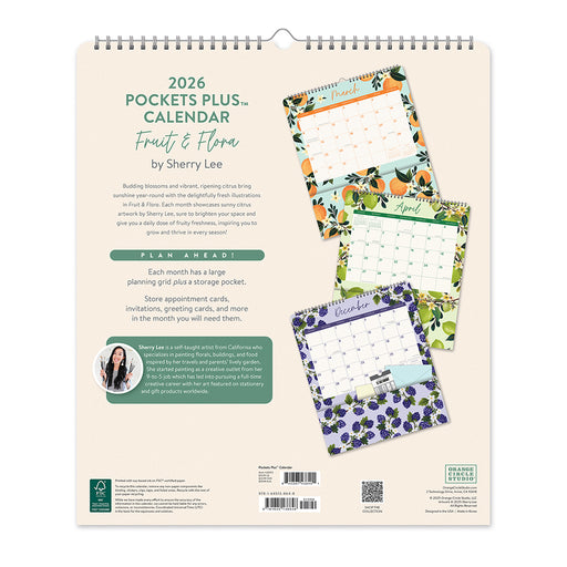 Fruit & Flora Pockets Plus 2026 Large Wall Calendar
