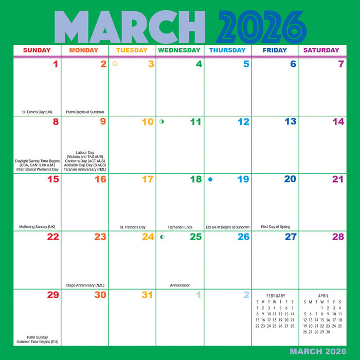 Rainbow Magic Grip 2026 Square Wall Calendar