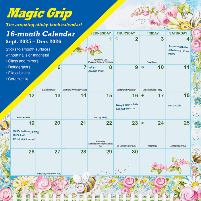 Joyful Seasons Magic Grip 2026 Square Wall Calendar