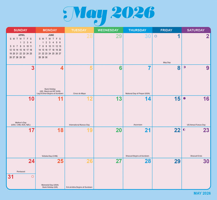 Rainbow Jumbo Magic Grip 2026 Large Wall Calendar