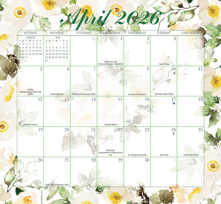 Floral Jumbo Magic Grip 2026 Large Wall Calendar