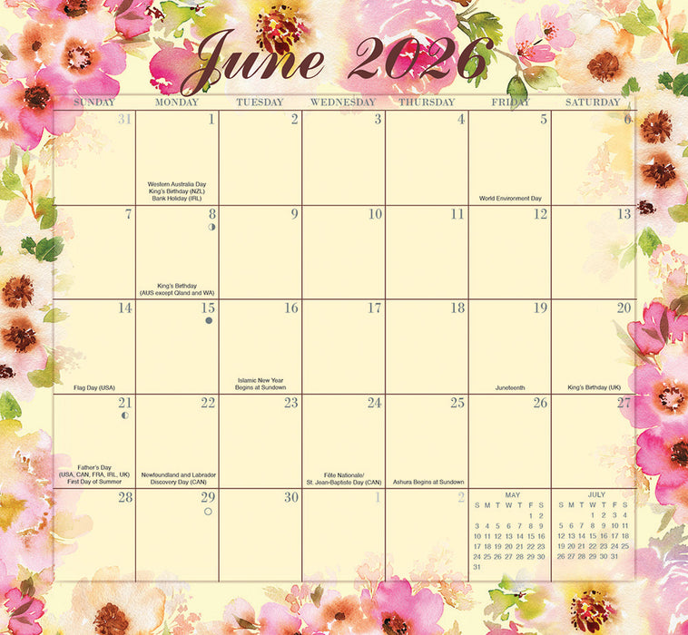 Floral Jumbo Magic Grip 2026 Large Wall Calendar