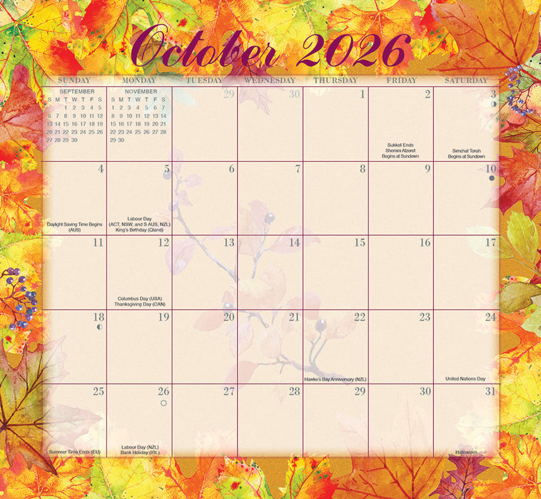 Floral Jumbo Magic Grip 2026 Large Wall Calendar