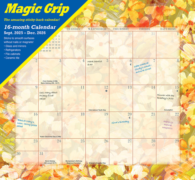 Floral Jumbo Magic Grip 2026 Large Wall Calendar