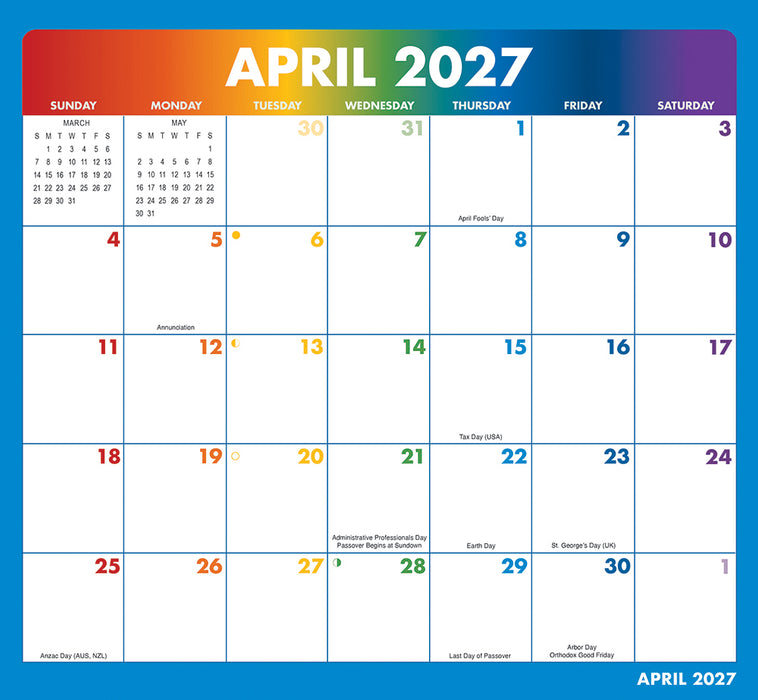 Rainbow Jumbo Magic Grip 2027 Large Wall Calendar