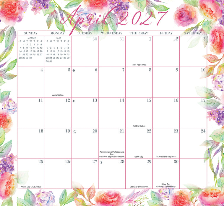 Floral Jumbo Magic Grip 2027 Large Wall Calendar