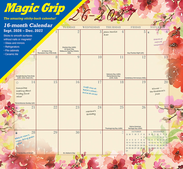 Floral Jumbo Magic Grip 2027 Large Wall Calendar
