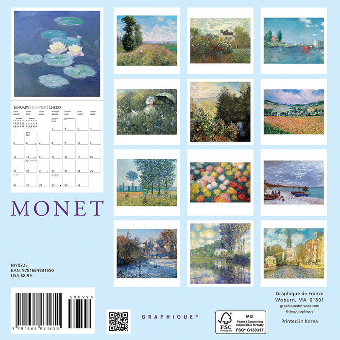 2025 Monet Mini Wall Calendar