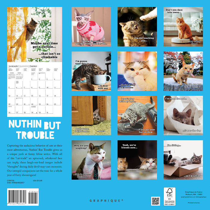 2025 Nuthin But Trouble Wall Calendar