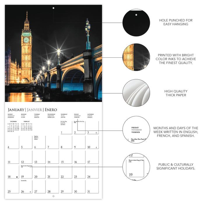 London Glitz 2026 Mini Wall Calendar