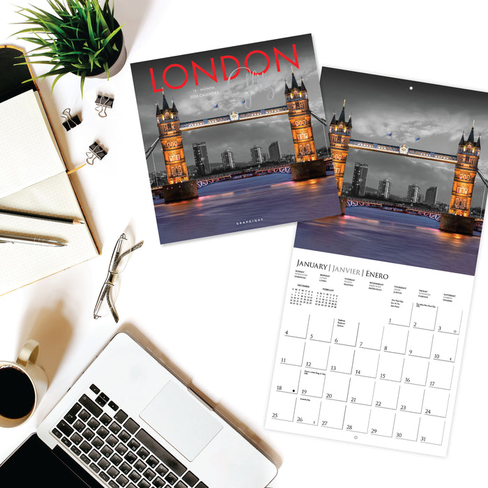 London Glitz 2026 Square Wall Calendar