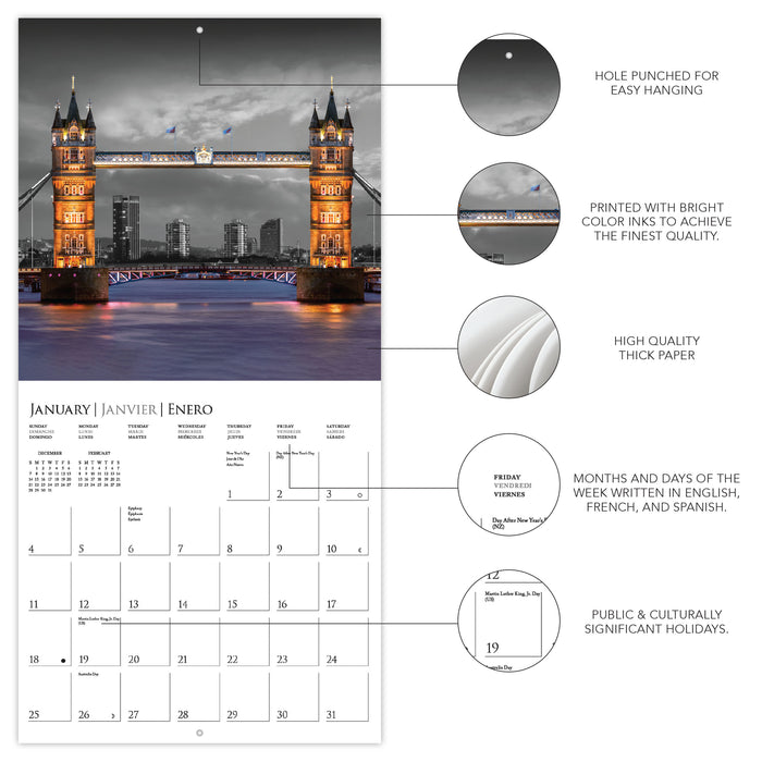 London Glitz 2026 Square Wall Calendar