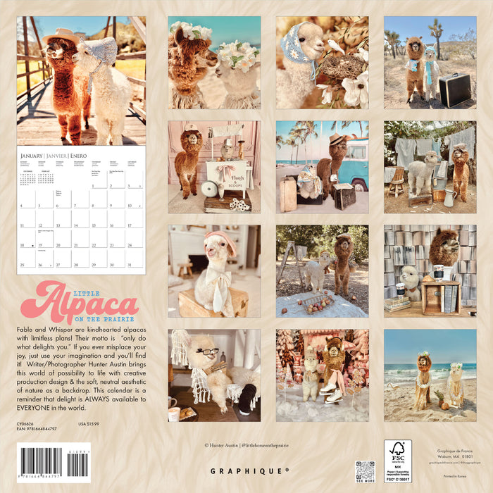 Litte Alpaca on the Prairie 2026 Square Wall Calendar