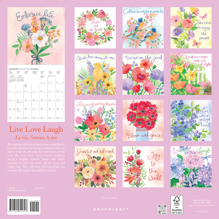 Live Love Laugh 2026 Square Wall Calendar