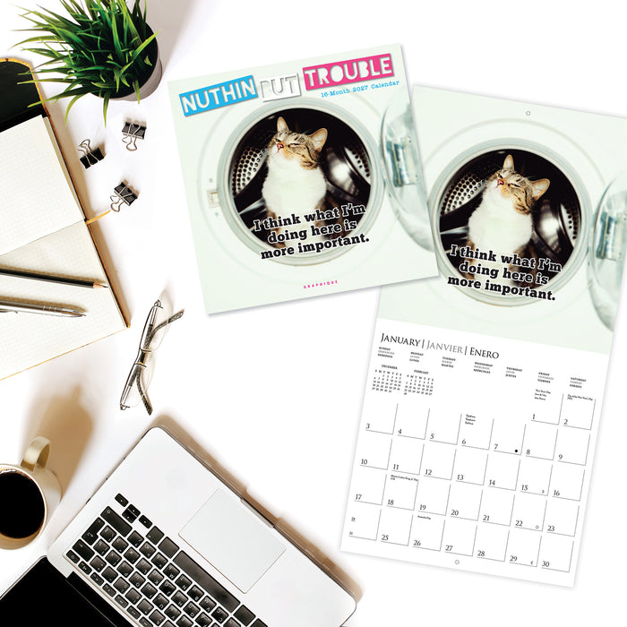 Nuthin But Trouble 2027 Square Wall Calendar