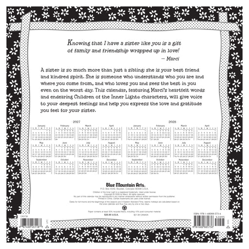 Sisters are Forever Friends 2027 Square Wall Calendar