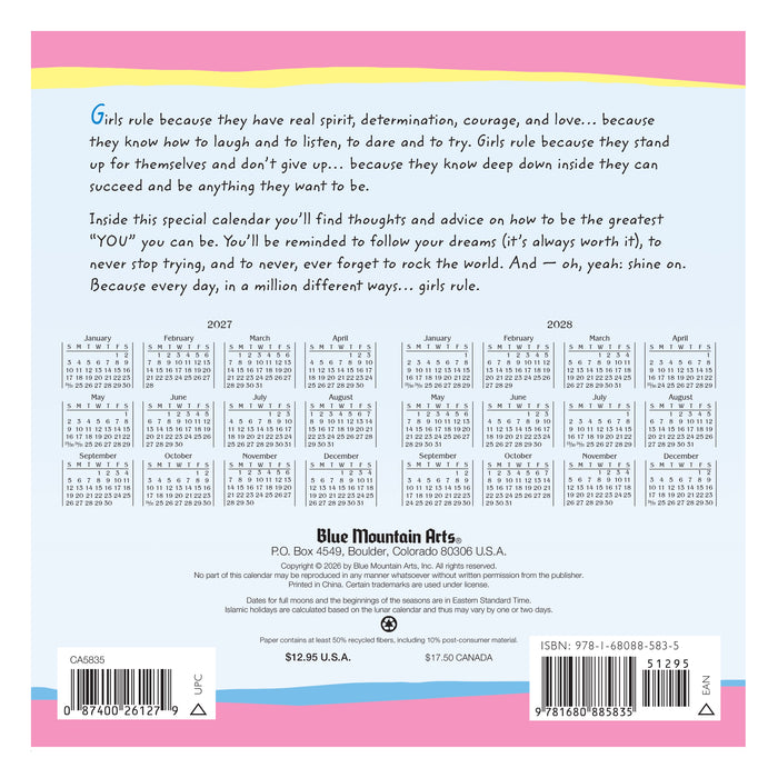 Girls Rule 2027 Mini Wall Calendar