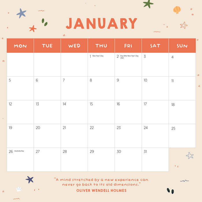 Dogs on Vacation 2026 Square Wall Calendar