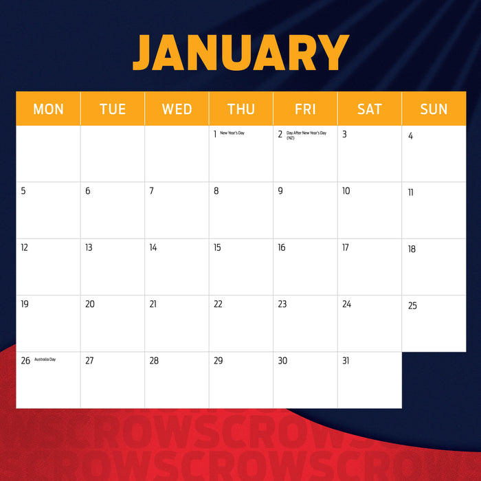 AFL Adelaide Crows 2026 Square Wall Calendar