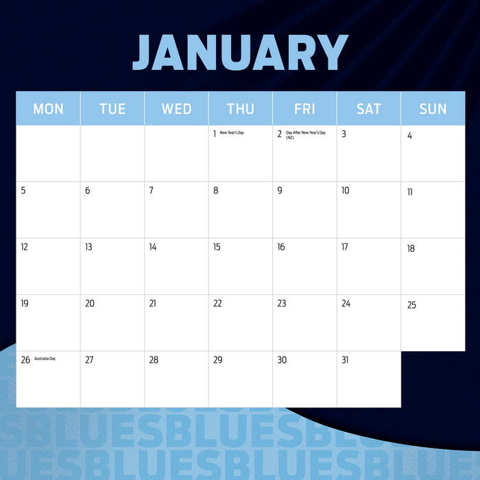 AFL Carlton Blues 2026 Square Wall Calendar