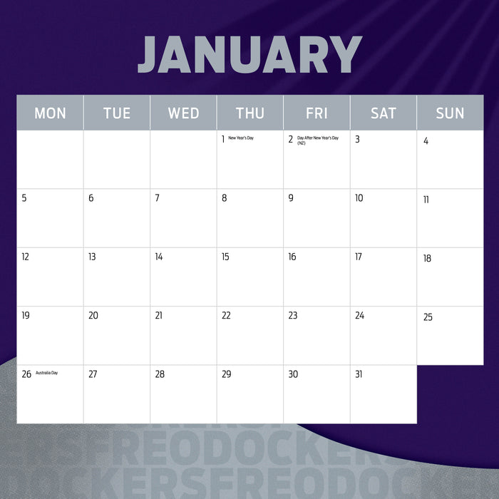 AFL Fremantle Dockers 2026 Square Wall Calendar