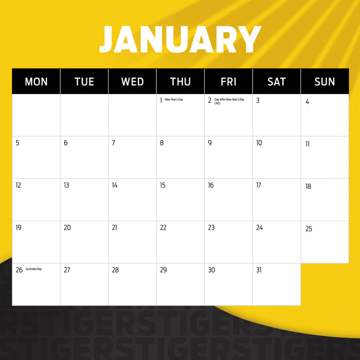 AFL Richmond Tigers 2026 Square Wall Calendar