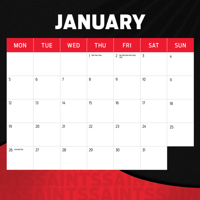 AFL St Kilda Saints 2026 Square Wall Calendar