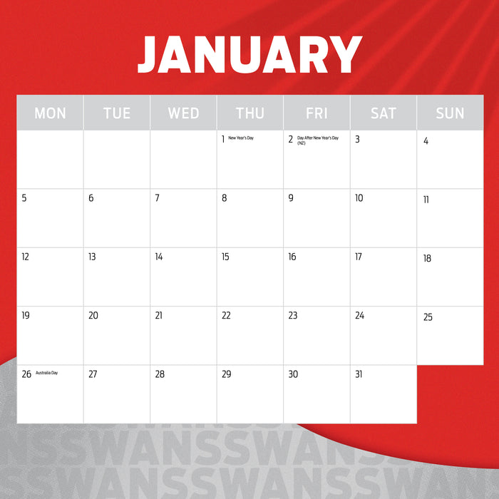 AFL Sydney Swans 2026 Square Wall Calendar