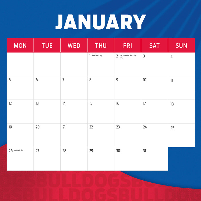 AFL Western Bulldogs 2026 Square Wall Calendar