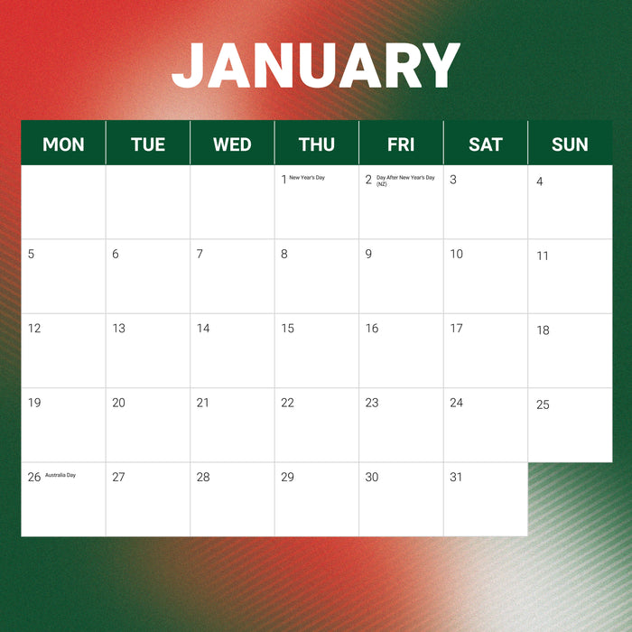 NRL South Sydney Rabbitohs 2026 Square Wall Calendar